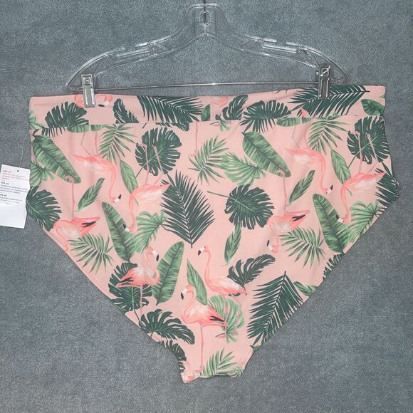 Old‎ Navy Swim Bottoms Womens 3X Pink High-Waisted Bikini Stretch Flamingo Beach - Picture 9 of 11